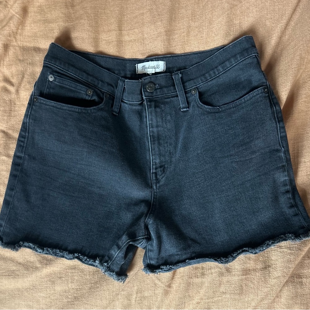 Madewell Washed Black High-Rise Denim Shorts